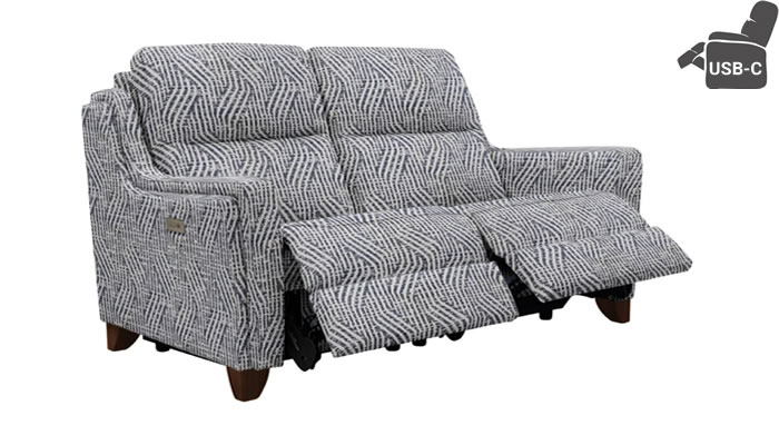 Parker Knoll Portland 2 Seat Recliner Sofa USB Anza Ocean Mahogany Leg